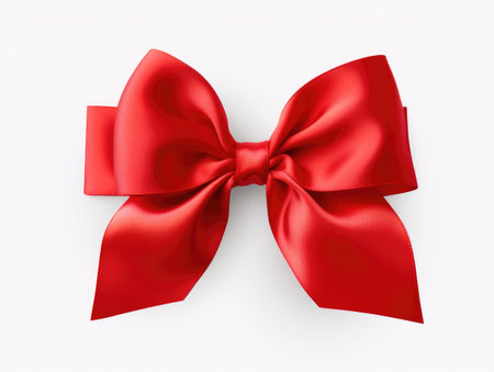 Red bow. A bow on a white background. A gift with a bow. Red bow on white backgroundの素材