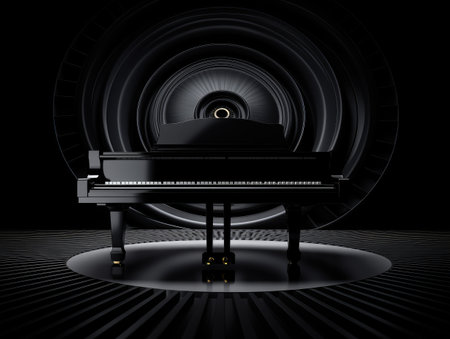 Piano. Abstract piano on black background.の素材