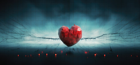 Heart. Abstract heart. Heart and cardiogram. Heart and pulse.の素材