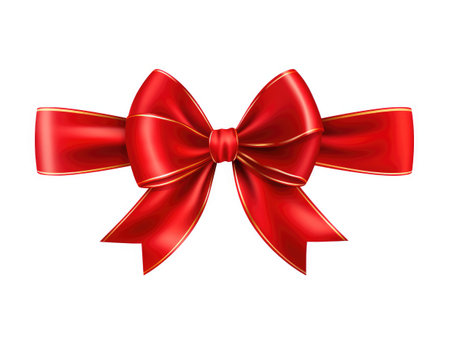Red bow. A bow on a white background. A gift with a bow. Red bow on white backgroundの素材