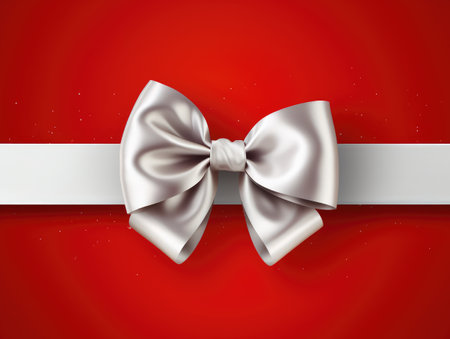 Red box with a white bow. Gift in a red boxの素材
