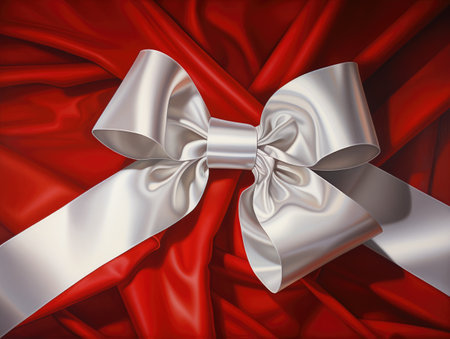Red bow. A bow on a white background. A gift with a bow. Red bow on white backgroundの素材