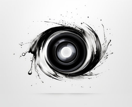 black lens with an eye symbol. Big Brother. Lensesの素材