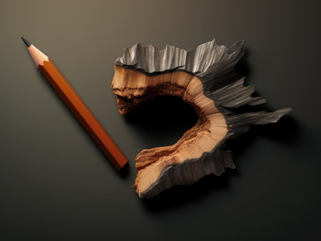 A simple pencil. Writing with a pencil. A sharpened pencil.の素材