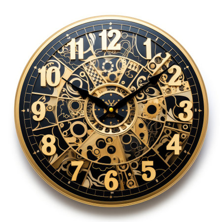 Wall-mounted analog clock. Clock with hands. Round clock with hands.の素材