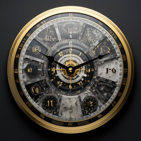 Wall-mounted analog clock. Clock with hands. Round clock with hands.の素材