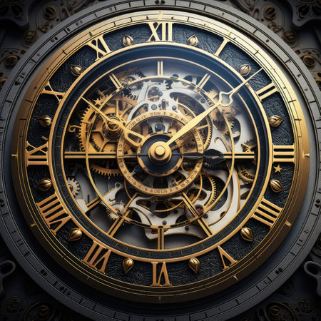 Wall-mounted analog clock. Clock with hands. Round clock with hands.の素材