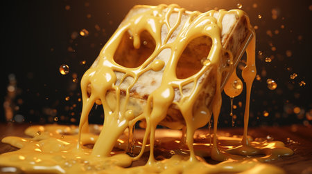 Abstract melted cheese in butter. Cheese in butterの素材