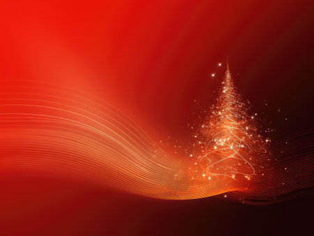 New Years card with asbtract Christmas tree. New Years fir tree.の素材