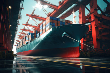 Tanker. A ship carrying containers. A cargo ship.の素材