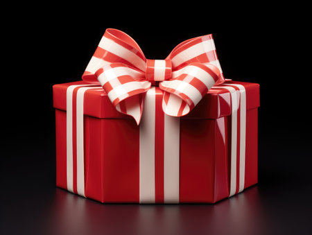 Red box with a white bow. Gift in a red boxの素材
