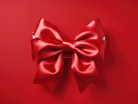 Red bow. A bow on a white background. A gift with a bow. Red bow on white backgroundの素材