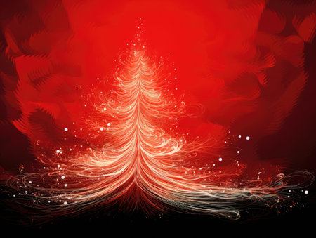 New Years card with asbtract Christmas tree. New Years fir tree.の素材