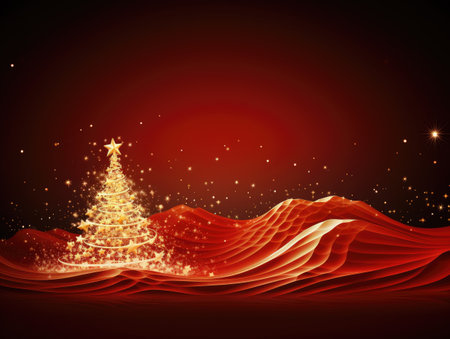New Years card with asbtract Christmas tree. New Years fir tree.の素材