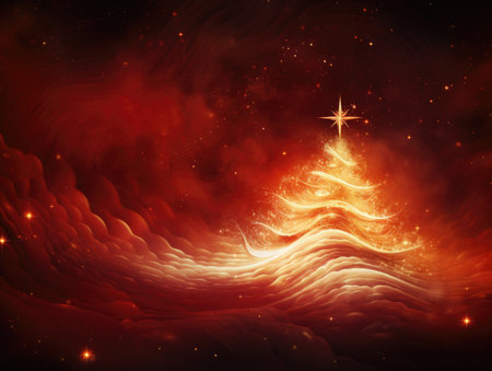 New Years card with asbtract Christmas tree. New Years fir tree.の素材