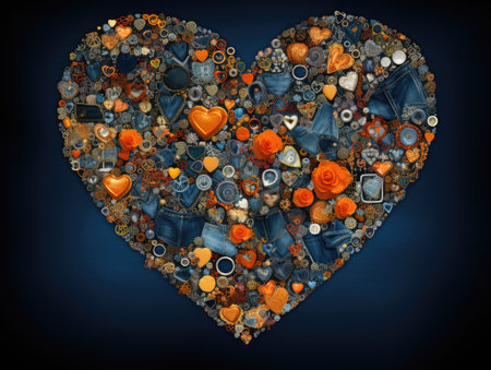 A heart made of denim. Denim texture and heart.の素材