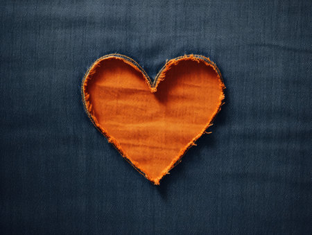 A heart made of denim. Denim texture and heart.の素材