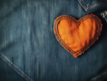 A heart made of denim. Denim texture and heart.の素材