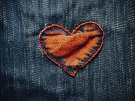 A heart made of denim. Denim texture and heart.の素材