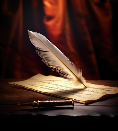 Writing Pen. Pen and paper for writing. Old writing penの素材
