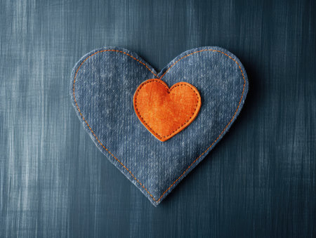 A heart made of denim. Denim texture and heart.の素材