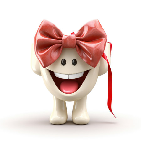 Tooth. A healthy tooth. A new tooth with a bow.の素材