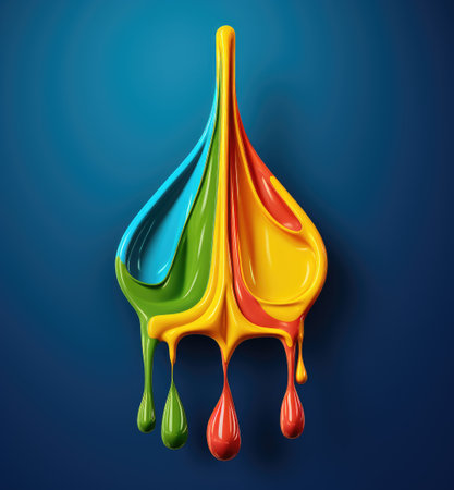 A brush with rainbow paint. Rainbow paint. Paint brush.の素材