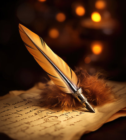 Writing Pen. Pen and paper for writing. Old writing penの素材