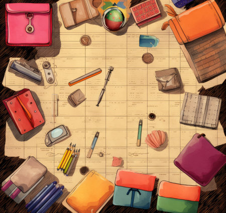 A notebook, a notebook along with school supplies. School supplies.の素材