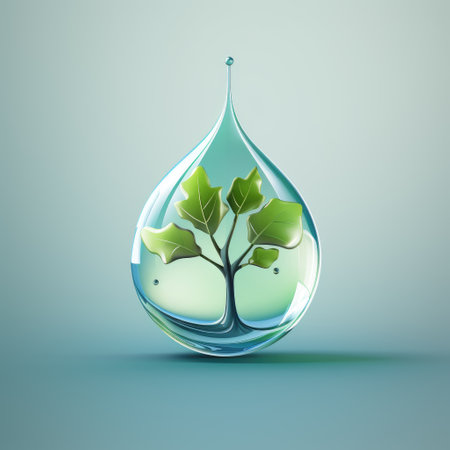 A tree in a drop of water. Water and trees. Irrigation. Protection of natureの素材
