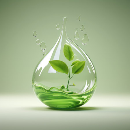 A tree in a drop of water. Water and trees. Irrigation. Protection of natureの素材