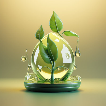 A tree in a drop of water. Water and trees. Irrigation. Protection of natureの素材