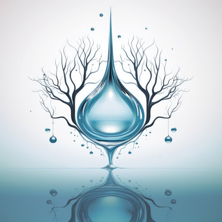 A tree in a drop of water. Water and trees. Irrigation. Protection of natureの素材