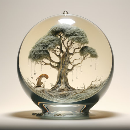 A tree in a drop of water. Water and trees. Irrigation. Protection of natureの素材