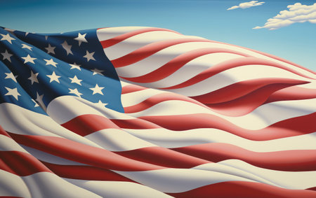 American flag. usa flag. 52 States. Stars on the flag. Celebration of the flag. Independence Day.の素材