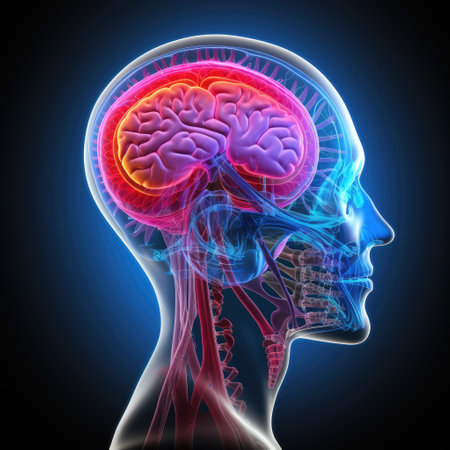 human brain and skull in colorsの素材