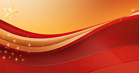red and gold christmas background with a starsの素材