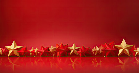 red and gold christmas background with a starsの素材