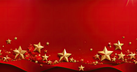 red and gold christmas background with a starsの素材