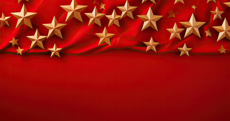 red and gold christmas background with a starsの素材