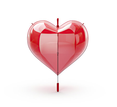 heart with umbrella on a white backgroundの素材