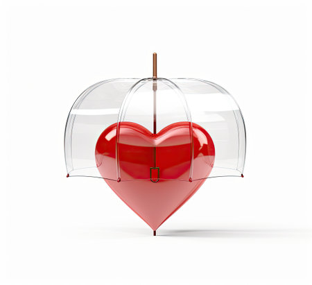 heart with umbrella on a white backgroundの素材