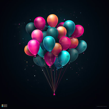 colorful balloons with lights on a backgroundの素材