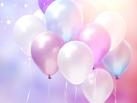 colorful balloons with lights on a backgroundの素材
