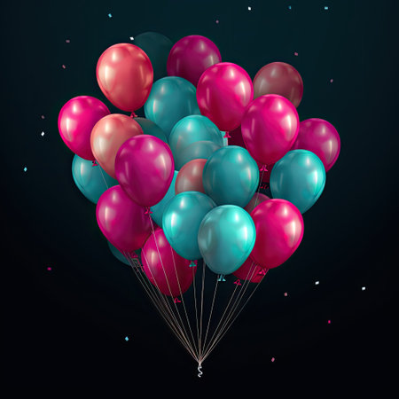 colorful balloons with lights on a backgroundの素材