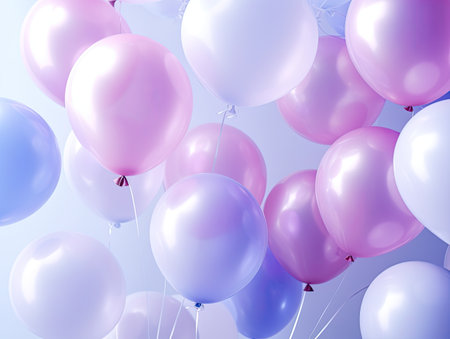 colorful balloons with lights on a backgroundの素材