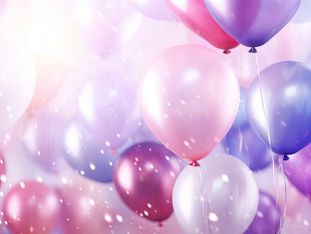 colorful balloons with lights on a backgroundの素材
