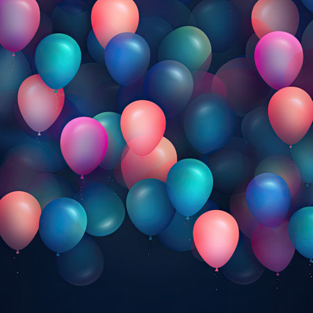 colorful balloons with lights on a backgroundの素材