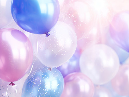 colorful balloons with lights on a backgroundの素材