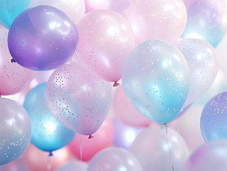 colorful balloons with lights on a backgroundの素材